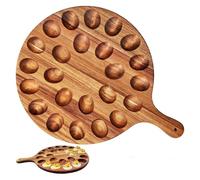 BAFOVY Plateau à œufs Farcis en Bois D', Plateau Rond Double Face pour 24 œufs avec Poignée Robuste pour Charcuterie, Fromage, Dessert, Apéritif, Planche à Découper à (42x31x1,5 cm/16,5x12,2x0,6