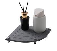 BAFOVY Plateau de Salle de Bain à Séchage Rapide, Plateau D'évier en Diatomite, en Pierre Absorbant l'eau avec Contour en Forme D'éventail, Pieds en Acier (Gris foncé en Forme d'éventail (21x21cm))
