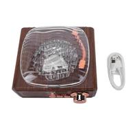 BAFOVY Platine Vinyle Rétro avec Lecteur CD et Veilleuse, Lecteur de Disques Rétro avec émetteur-récepteur, FM, USB, AUX, Répétition A-B, Batterie Intégrée de 2000 MAh