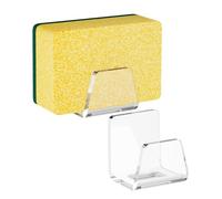 BAFOVY Porte-éponge en Acrylique, Support éponge pour évier de Cuisine, Porte-éponge Transparent en Acrylique avec Design ajouré pour un Séchage Rapide et Gain de Place, 4,5 X 4 X 4