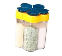 BAFOVY Récipients à épices 5 en 1, Récipients à Condiments d'assaisonnement de Voyage en PP avec Couvercles Hermétiques à Rabat, 5 Compartiments pour Comptoir de Cuisine, Camping, Barbecue, (BLUE)