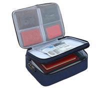 BAFOVY Sac à Documents Oxford avec Serrure, Organisateur de Certificats Multicouches, Grande capacité pour Dossiers A4, Passeports et Fichiers (bleu foncé)