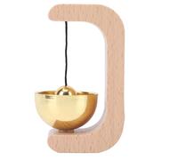 BAFOVY Sonnette de Porte en Bois, Cadre en Chêne, Cloche en Laiton Fabriquée à la Main avec Support Adhésif pour Alerte D’entrée à Domicile, Magasin, Restaurant (Brown)