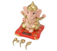 BAFOVY Statues de Ganesh, Jouets à énergie Solaire pour Voitures, Statues de Dieu éléphant Ganesha pour Tableau de Bord de Voiture, Décoration D'intérieur, Artisanat, avec Vif pour Les