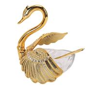 BAFOVY Sucrier en Bocal Cygne avec Cuillère, Récipient de Stockage de Cuisine avec Couvercle, Bocal Décoratif en Verre Plastique pour Sucre, Sel, café, (Numéro 2 (13 X 2,9 X 1,5 cm / 5,1, 0,6)