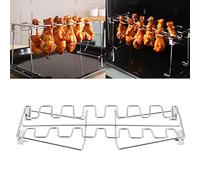 BAFOVY Support de Cuisse D'aile de Poulet, Support de Rôtissoire Pliant en Acier Inoxydable 2 Pièces avec 35 Cm de Longueur et 14 Cm de Hauteur pour la Cuisson en Plein Air du Four à