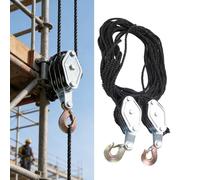 BAFOVY Système de Poulie de Palan à Corde, Bloc plaqué Zinc Robuste et Matériel avec Puissance de Levage 8:1, pour Garages, Entrepôts, Levage D'animaux Domestiques, D'arbres