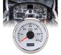 BAFOVY Tachymètre 52 Mm 6000 Tr/min, Jauge Numérique RPM avec Rétroéclairage LCD et Compteur Horaire, 7 Options de Couleurs, pour Moteur à Marin de Bateau de Camion (Cadran blanc couvercle argenté