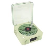 BAFOVY Waves Record Player Haut-Parleur Magnétophone Vintage avec Lumière Ambiante et Affichage de L'heure Haut-Parleur Bluetooth sans Fil 3 en 1 pour Chambre à Coucher, Cadeau de (Green)
