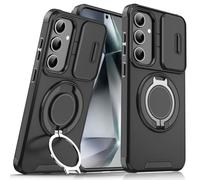 BAFUGU Coque pour Samsung Galaxy A56/Samsung Galaxy A36 [Protection d'appareil Photo Slide Camera] [Rotation de 360 Support Invisible] Case Antidérapant & Antichoc Case pour Samsung A56/A36-Noir