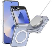 BAFUGU Coque pour Samsung Galaxy Z Flip 7 avec Protection de Charnière Compatible avec Magsafe Militaire Antichoc Protection Hard PC et TPU Silicone Bumper pour Samsung Z Flip 7 5G Case-Transparent