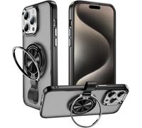 BAFUGU Magnétique Coque pour iPhone 16 Pro Max avec 360° Anneau Rotatif, avec Sangle Dorsale, Compatible avec MagSafe, Anti Rayures Etui Translucide Mat Arrière Housse Fine Antichoc Case