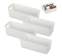Bafumiu Lot de 4 Boîtes de Rangement Plastique 27 cm, Petites Boîtes Organisatrices Blanches, petit panier rangement, Idéales pour Cuisine, Rangement sur Étagère pour un Design Pratique, Polyvalent.