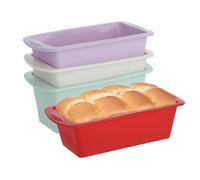 Bafumiu Lot de 4 mini moules rectangulaires en silicone - 20 x 9,5 x 5,5 cm - Pour pain, gâteau et pain grillé - Accessoire parfait pour la cuisson - Moule à gâteau en silicone