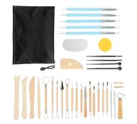 Bafumiu Set de 34 Outils de Modelage, Kit Argile, Outils de Poterie pour Argile, Kit de Poterie avec Sac de Rangement, Outils Argile autodurcissante, Accessoires Idéaux pour Artistes et Débutants
