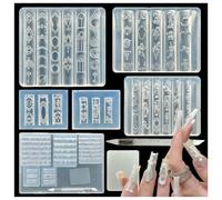 Bafutayawa 3D Gel Nail Art Moule en Silicone 5 Pièces pour Nail Art, Ensemble DIY Accessoires Anges & Cadres, Alternative aux Pochoirs, Inclus