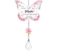 Bafutayawa Attrape-Soleil en Cristal Cœur, Cadeau pour Grand-mère Anniversaire, Cadeau de Fête des Mères pour Maman & Grand-mère, Décoration Fenêtre Papillon Pendentif Acrylique