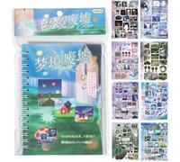 Bafutayawa Zosutetoxo Stickerbuch Y2K Aesthetic 30 Feuilles Livre d'Autocollants Dreamcore pour Journal et Scrapbooking Autocollants Pailletés Décoration Vintage Rétro pour Album Photo