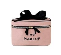 Bag-all Mkup Trousse Maquillage | Boîte de Rangement Cosmétique Carrée avec Poignée | Vanity Maquillage Femme Voyage Maison | Étui Beauté Intérieur Imperméable | Rose