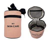 Bag-All Trousse de Toilette Ronde avec Anse | Étui Cosmétique Étanche pour Soin de la Peau | Pochette de Voyage avec Poches Intérieures | Organisateur de Produits Beauté | Rose Blush