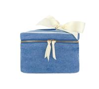 Bag-all Trousse Maquillage | Boîte de Rangement Cosmétique Carrée avec Poignée | Vanity Maquillage Femme Voyage Maison | Étui Beauté Intérieur Imperméable | Denim