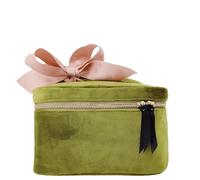 Bag-all Trousse Maquillage | Boîte de Rangement Cosmétique Carrée avec Poignée | Vanity Maquillage Femme Voyage Maison | Étui Beauté Intérieur Imperméable | Velours Vert