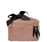 Bag-all Trousse Maquillage | Boîte de Rangement Cosmétique Carrée avec Poignée | Vanity Maquillage Femme Voyage Maison | Étui Beauté Intérieur Imperméable | Velours Rose