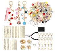 Bag Charm Kit - Keychain making kit, Key Chain Supplies for Kids, 325-Piece Jewelry Making Crafts or Kids Teens Adults Birthday Party Home School Classroom, key chain supplies for kid