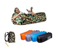 【Bag Chill】 Air Sofa Matelas Hamac Gonflable LayChill Camouflage, Transat pour Camping, Randonnée, Voyage, Piscine et Plage + Piquet +【Cadeau】 Lunettes de Soleil Bracelet Pliable (Camouflage)