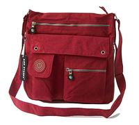 Bag Street 2221 Sac à main en nylon pour femme style sportif avec bandoulière - Rouge - rouge foncé, One size