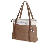 BAG WIZARD Sac de travail pour femme avec compartiment pour ordinateur portable, poches à fermeture éclair, sac à main pour enseignant., marron, Large