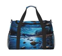 Bagage à bandoulière pour femme et homme - Imprimé rivière - Pour le yoga et les voyages, noir, One Size