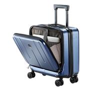 Bagage à main 16 pouces avec 2 compartiments pour ordinateur portable 14" et 15", mallette à roulettes 16,14 x 8 x 17,12", valise rigide légère en ABS + PC, pour voyage d'affaires, bleu foncé
