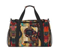 Bagage à main à motif de guitare artistique pour femmes et hommes, sac à bandoulière pour le yoga, les voyages, noir, One Size