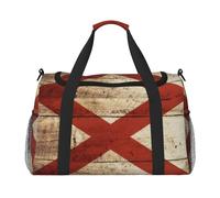 Bagage à main avec drapeau de l'État de l'Alabama sur vieux grain de bois imprimé carte postale pour homme et femme Sac à bandoulière pour le yoga et les voyages, noir, One Size