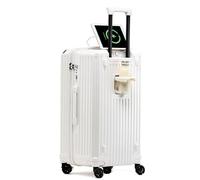 Bagage à Main avec Porte-Gobelet, Valise Rigide en Pc avec Port De Chargement USB, Compartiment Avant à Fermeture éClair avec roulettes, pour Les Voyages d'affaires