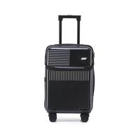 Bagage à main léger, valise rigide extensible avec compartiment d'ordinateur à ouverture frontale, roulettes rotatives, valise avec porte-gobelet, port USB, serrure TSA, Noir , 22in, Bagage extensible