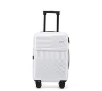 Bagage à main léger, valise rigide extensible avec compartiment d'ordinateur à ouverture frontale, roulettes rotatives, valise avec porte-gobelet, port USB, serrure TSA, blanc, 22in, Bagage extensible