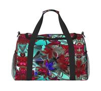 Bagage à main pour femme et homme avec impression de vitraux de fleurs - Sac à bandoulière pour le yoga et les voyages, noir, One Size