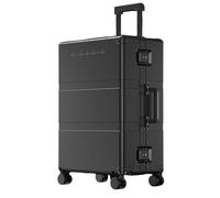 Bagage à main sans fermeture éclair en alliage d'aluminium et de magnésium avec poche avant, bagage à coque rigide avec roues et serrure, valise à roulettes rigide entièrement en métal pour homme et