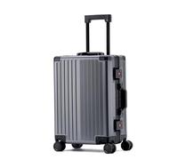 Bagage à roulettes entièrement en aluminium avec roues rotatives, bagage rigide entièrement en métal, approuvé par les compagnies aériennes, valise à carreaux sans fermeture éclair pour homme et femme