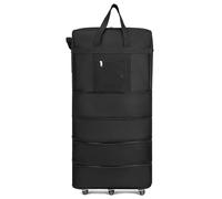 Bagage à roulettes Noir Unisexe, Valise à roulettes Oxford Pliable et Extensible, Sac de Voyage for Femmes et Hommes, Voyage de Week-End(39inch)