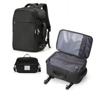 Bagage Cabine 40x30x20 Sac à Dos sous Vide Sac a Dos Voyage Cabine Avion | avec Trousse de toilette incluse Sac de Compression sous Vide & Pompe Bagage à Main Imperméable Femme Homme, Noir