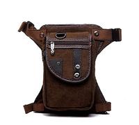Bagage de Jambe de Moto réglable Sac Banane Vintage en Nylon for Homme, Sac Banane décontracté for équipement, Sac de Cuisse, Sac de Hanche ou de Ceinture(Canvas Brown)