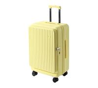 Bagage léger avec roulettes pivotantes - Grand bagage à ouverture latérale avec crochet - Valise extensible 20 % - Serrure à combinaison - Séparation sèche et humide, jaune, 60,9 cm, Bagage extensible