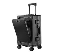 Bagage léger pour voyage d'affaires, valise extensible avec compartiment pour ordinateur, coque rigide avec roulettes et porte-gobelet, port USB TSA Lock, Noir , 20in, Bagage extensible avec roulettes