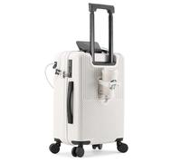 Bagage rigide extensible avec roues rotatives, valise de taille moyenne, étanche, légère, ouverture avant, port de charge USB, serrure à combinaison, porte-gobelet, pour le rangement de voyage, blanc