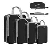 Bagage Sac Compression,Packing Cubes Compression Organisateur de Voyage Ultraléger,Rangement Valise peut Répondre Tous Vos Besoins de Voyage(Noir,4 pièces)