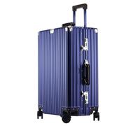 Bagages à main sans fermeture éclair en alliage d'aluminium avec roulettes, bagages rigides approuvés par les compagnies aériennes, valises rigides à roulettes pour voyages d'affaires, bleu, 66 cm