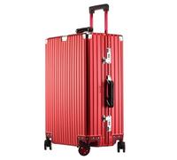 Bagages à main sans fermeture éclair en alliage d'aluminium avec roulettes, bagages rigides approuvés par les compagnies aériennes, valises rigides à roulettes pour voyages d'affaires, Rouge, 24" (61